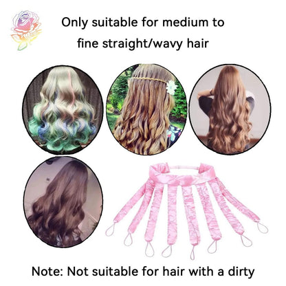 Heatless Hair Curler, Octopus Style Soft Satin Curling Rod Headband with 8 Detachable Straps for Overnight Waves on Long Hair, Heatless Curls