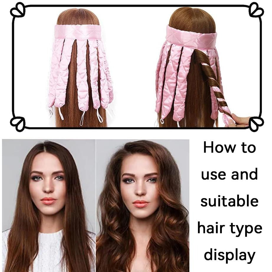 Heatless Hair Curler, Octopus Style Soft Satin Curling Rod Headband with 8 Detachable Straps for Overnight Waves on Long Hair, Heatless Curls