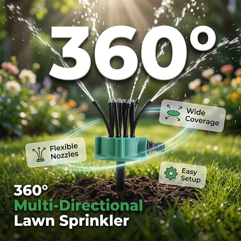 Lawn Sprinkler Roof Cooling Sprinkler 360 Degree Garden Automatic Multi-head Sprinkler