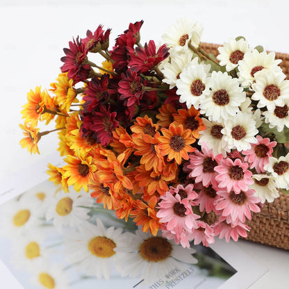 Artificial Outdoor Sunset Mums Flowers - UV resistant, Waterproof, Windproof