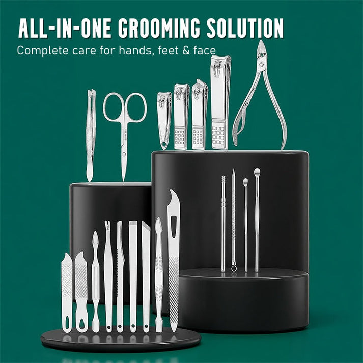 💥Christmas Sale 50% OFF💥Stainless Steel Manicure Sets with PU Leather Case