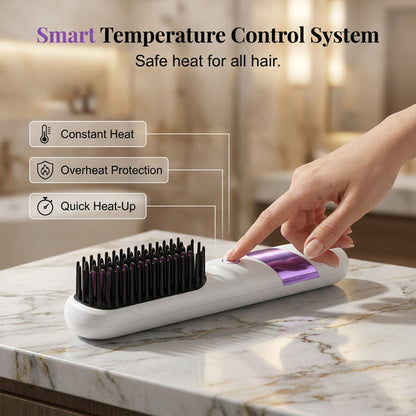 Multi-Function Cordless Ceramic Hair Straightener Brush