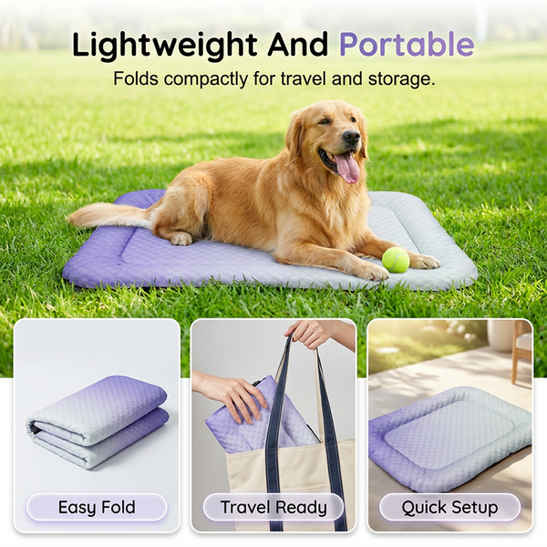 Pet Cooling Mat For Dogs & Cats  Naturally Cool Ice-Silk Pad Breathable, Washable & Soft  For Floors, Sofas & Car Travel Multiple Sizes Gradient Colours