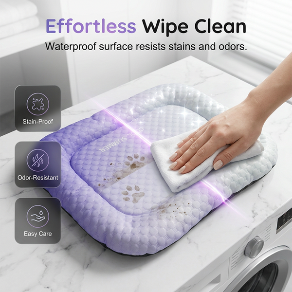 Pet Cooling Mat For Dogs & Cats  Naturally Cool Ice-Silk Pad Breathable, Washable & Soft  For Floors, Sofas & Car Travel Multiple Sizes Gradient Colours
