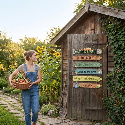 ⏳Limited-time 48% off⏰Rustic Wooden Garden Hanging Sign Wall Decor Plaque