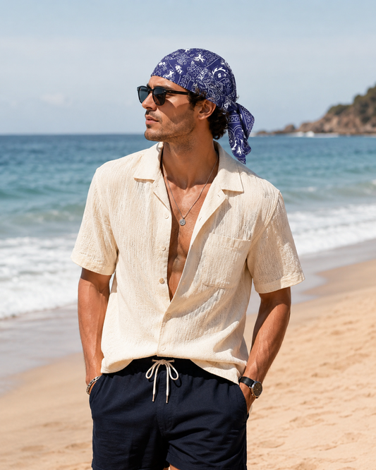 New European and American style stretch fabric amoeba pirate hat for cycling, sports, cashew nut headband, men's and women's headscarf hat