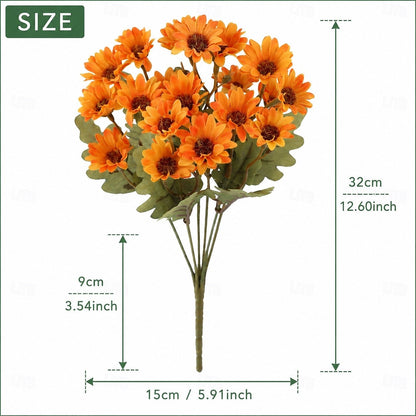 Artificial Outdoor Sunset Mums Flowers - UV resistant, Waterproof, Windproof
